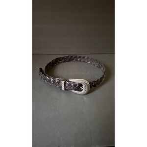 Levi's Braided Belt Western Style Silver Buckle Brown Leather Size M
